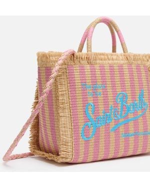 MC2 Saint Barth Colette Straw Effect Handbag With Striped Print Bag - Pink