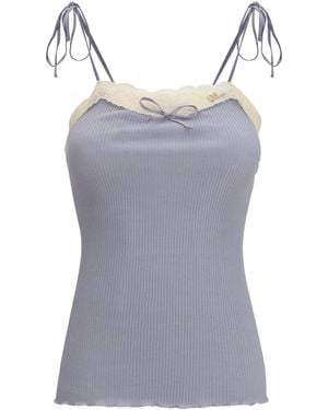 Chloé Jersey And Lace Thin Strap Top Kashmir/Capra Hircus - Gray