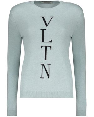 Valentino Garavani Long Sleeve Crew-Neck Sweater - Blue