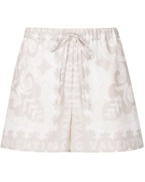 Valentino Geometric-Print Drawstring Shorts - White