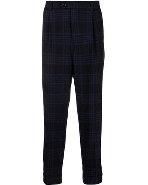 Brunello Cucinelli Wool Plaid Pants - Blue