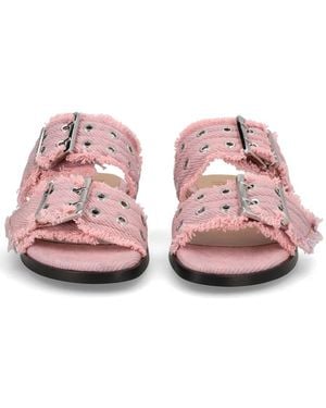 Ganni Denim Sandal With Bangs Organic Cotton - Pink