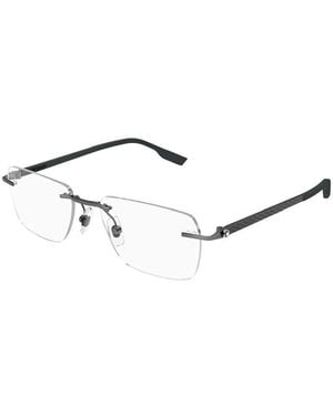 Montblanc Eyeglasses Rectangle Rimless, Ruthenium Frame And Clear Demo Lens Mb0185O003 Sunglasses - Metallic