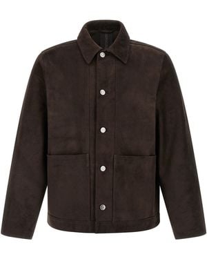 Giorgio Brato Fiore Suede Jacket Leather Down Jacket, Parka, Casual - Black