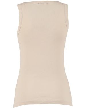 Fabiana Filippi Ribbed Jersey Tank Top With Filo Diamante Cotton Elastane T-Shirt - Natural