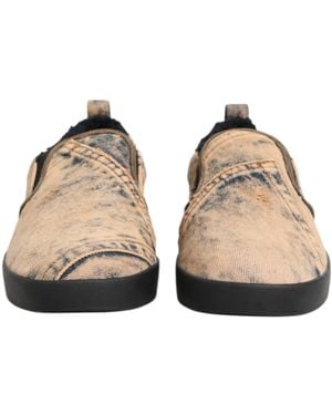 Dolce & Gabbana Cotton Low Top Slip On Trainers Shoes - Natural