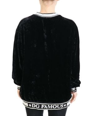 Dolce & Gabbana Gorgeous Velvet Crewneck Pullover Jumper Silk - Black