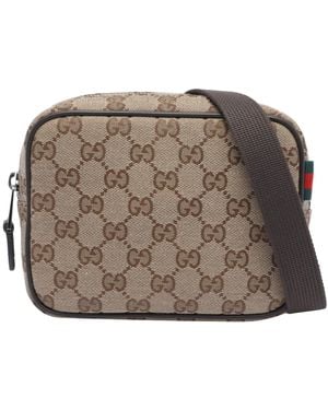 Gucci Gg Logo Crossbody Bag - Brown