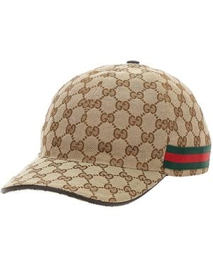 Gucci Baseball Cap Gg Canvas Polyester Hat - Natural