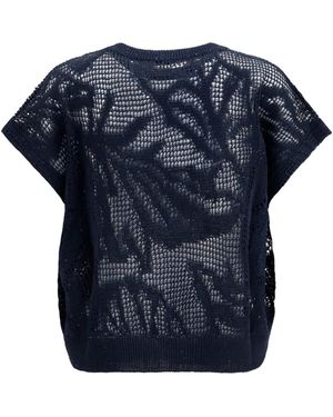 Brunello Cucinelli T-Shirt Dazzling Water Lillies Linen T-Shirts & Jerseys - Blue
