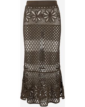 スカート Pinko CRISPO LONG CROCHET EFFECT SKIRT Gathered georgette top with lace PINKO → Shop Online