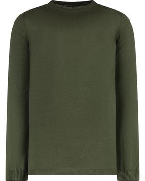 Rick Owens Virgin Wool Crewneck Jumper Sweatshirts - Green