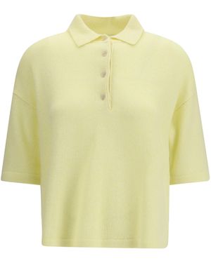 Allude Polo-Neck Jumper Cashmere Polo Tops - Yellow