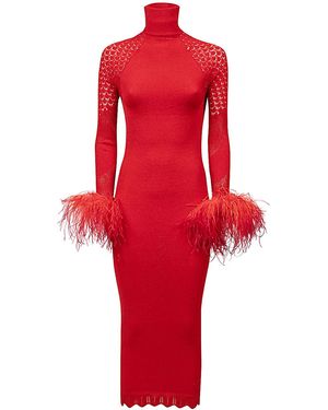VERGUENZA High Neck Midi Knit Dress - Red