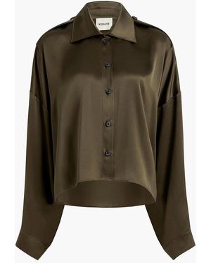 KHAITE Top Bodine En Cuir Dark - Green