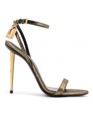 Tom Ford Laminated Leather Sandals With Logoed Padlock - White