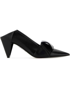 Loewe Leather Origami Mules - Black