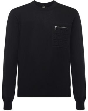 Fendi Sweaters Virgin Wool - Blue