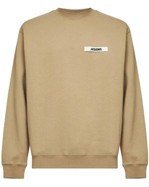 Jacquemus Dark Organic Cotton Fleece The Gros Grain Sweatshirt - Natural