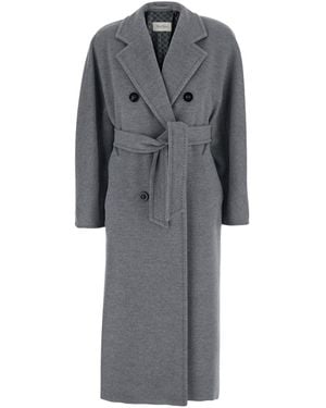 Max Mara Double-Breasted Coat Madame Wool-Cashmere Virgin Wool - Gray