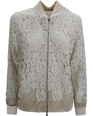 D.exterior All-Over Lace Bomber Jacket - Gray