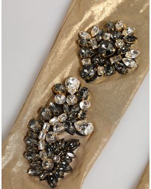 Dolce & Gabbana Satin Crystal Elbow Length Mitten Gloves 02+Pa - Natural