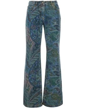 Etro Jeans With Floral Print - Blue