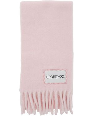 Sportmax Wool Blend Scarf With Logo Patch Alpaca - Pink
