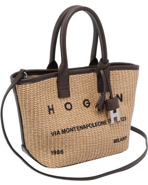Hogan Bags Straw Leather Trim - Metallic