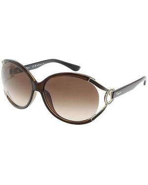 Ferragamo Salvatore Sunglasses Oval Semi Rim, Dark Frame And Gradient Lens Sf600S220 Pearl - Brown