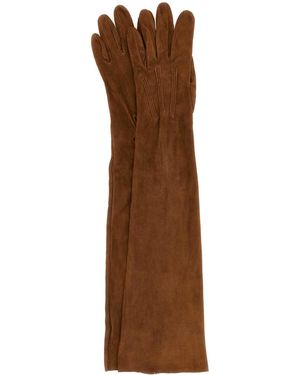 Prada Caramel Suede Long Gloves - Brown