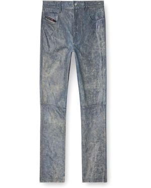 DIESEL P-Vyll-Qmbw Leather Trousers - Blue