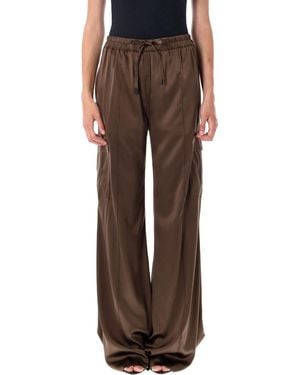 Tom Ford Stretch Silk Satin Cargo Pj Trousers - Brown