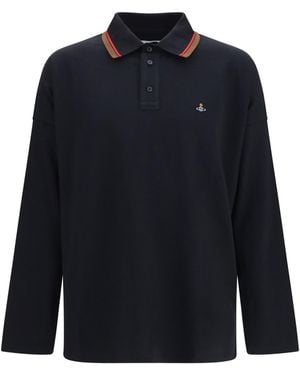 Vivienne Westwood Oversized Long-Sleeve Polo Cotton Shirts - Blue