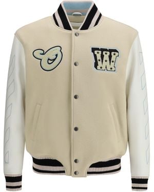 Off-White c/o Virgil Abloh Varsity Star Logo Jacket - Natural