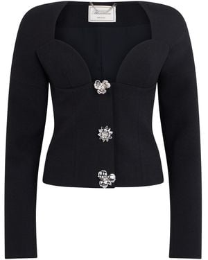 Blumarine Blazer Double-Breasted Crêpe Polyester Tops - Black