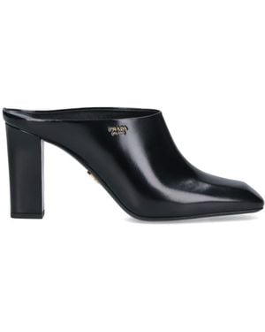 Prada Logo Sabots - Black