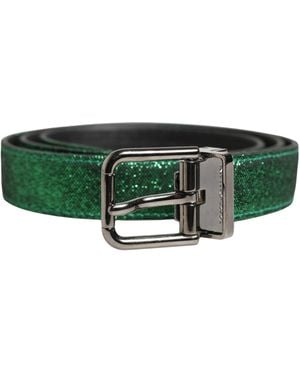 Dolce & Gabbana Lurex Polyester Metal Buckle Belt Calf - Green