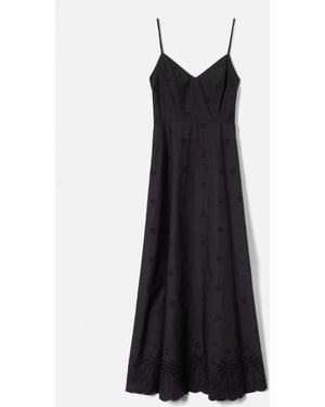 MC2 Saint Barth Long Guadalupe Dress With Embroidery - Black