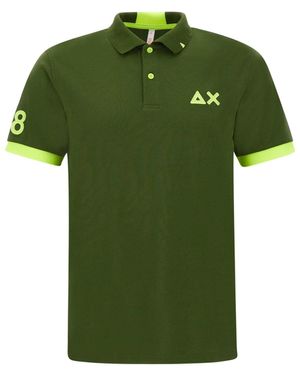Sun 68 Fluo Logo Cotton Polo Shirt - Green