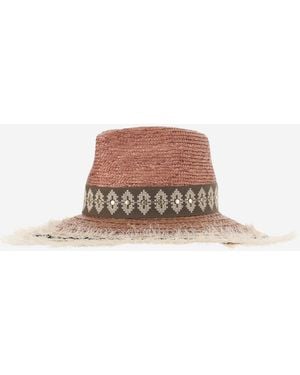 Ferruccio Vecchi Straw And Viscose Blend Hat With Embroidery - Brown