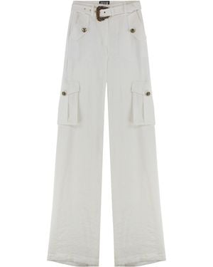 Versace Jeans Couture Cargo Trousers Modal Wide-Leg - White