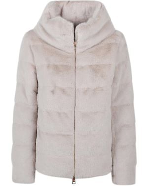 Herno Faux Fur Cape Down Jacket - Grey