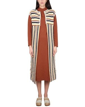 Alysi Long Vest Cotton Waistcoats & Gilets - Red