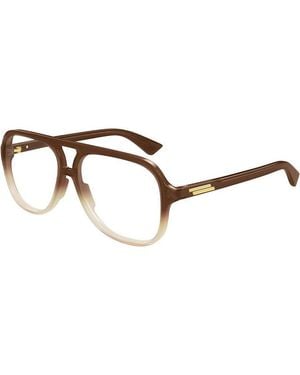 Bottega Veneta Eyeglasses Square Full Rim, Shiny To Crystal Gradient Frame And Clear Demo Lens Bv1417O004 - Brown