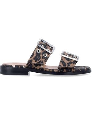 Ganni Buckle Two-Strap Sandals - Multicolour