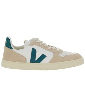 Veja Sneakers Small V-10 Leather Organic Traced Sneakers - White