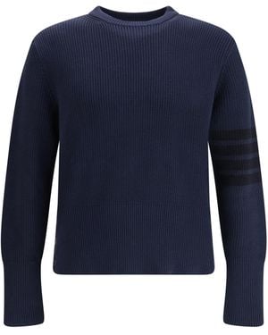 Thom Browne 4-Bar Sweater Cotton - Blue