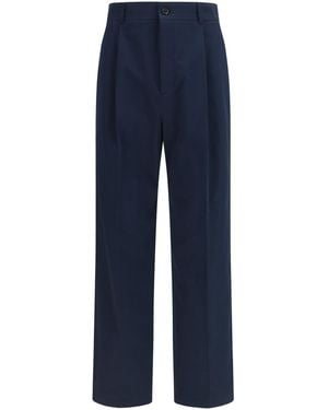 Valentino Straight Trousers Cotton - Blue