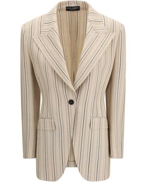 Dolce & Gabbana Single-Breasted Regimental Pinstripe Jacket Blazers & Vests - Natural